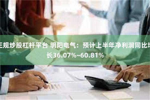 正规炒股杠杆平台 明阳电气：预计上半年净利润同比增长36.07%~60.81%